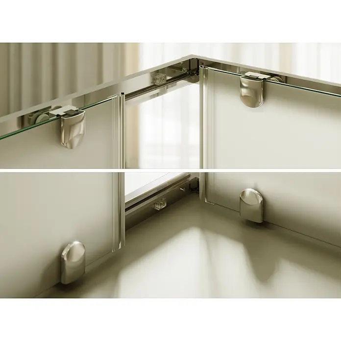 i-flair Eckdusche DK77FR80x90 - Beschichtet, Silber, Stärke: 6 mm - Eck-Schiebetür-Duschkabine mit klaren und mattierten Glaspaneelen und glänzenden Metallbeschlägen.
