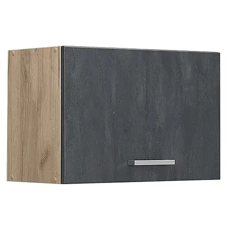 Vicco  Schrankküche R-Line Schwarz Beton Flach