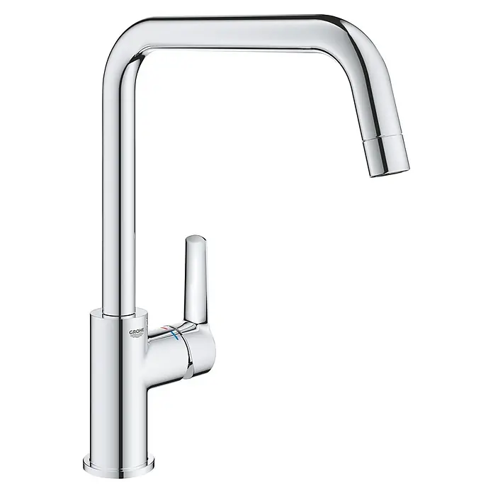 Grohe Start Spültischarmatur - Chrom, Glänzend - Verchromte Einhebel-Küchenarmatur mit hohem U-förmigem Schwenkauslauf und polierter Oberfläche.