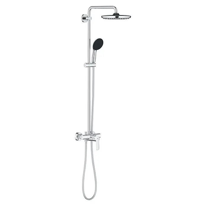 Grohe Vitalio Start Duschsystem 250 - Höhe: 112 cm, Lochabstand: 101 cm, Anzahl Strahlarten: 2 Stk., Chrom - Verchromtes Duschsystem mit Kopf- und Handbrause, Thermostatmischer und Duschstange.