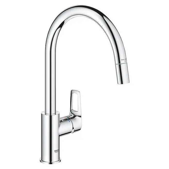 Grohe Start Loop Spültischarmatur - Chrom, Glänzend, Höhe: 357 mm - Küchenarmatur aus poliertem Chrom mit hohem Auslauf, herausziehbarer Brause und Einhebelgriff.