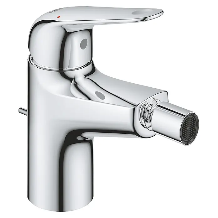 Grohe Swift Bidetarmatur - Chrom, Glänzend - Verchromte Einhebel-Bidetarmatur mit Zugstangen-Ablaufgarnitur und verstellbarem Strahlregler.