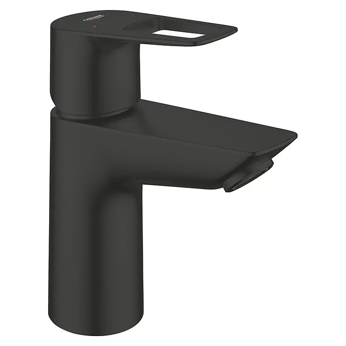 Grohe Start Loop Waschtischarmatur S-Size - Höhe: 147 mm, Schwarz, Matt - Mattschwarze GROHE Einhebelarmatur mit Temperaturmarkierungen.
