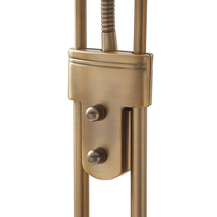 Lindby LED-Deckenfluter Josefin - Höhe: 180 cm, bronze / altmessing, bronze / altmessing, Warmweiß - Gebürstete Messing-Verstellverbindung mit zwei Rändelknöpfen, die zwei Stangen und ein flexibles Rohr verbindet.