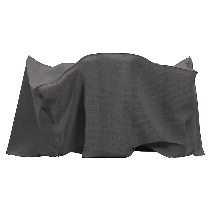 SENSUM Sitzgruppen-Schutzhülle - L x B x H: 250 x 140 x 85 cm, Polyester, 140 g/m² - Dunkelgrauer strukturierter Stoff, über ein Objekt drapiert, mit weichen Falten.