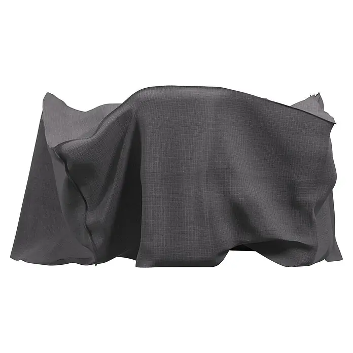 SENSUM Sitzgruppen-Schutzhülle - L x B x H: 380 x 140 x 85 cm, Polyester, 140 g/m² - Grauer Ripstop-Stoff über einem Objekt, mit Falten und Textur.