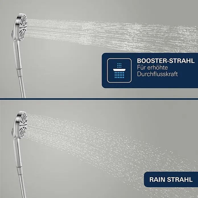 Grohe Vitalio Joy Handbrause 120 - Anzahl Funktionen: 3 Stk., Durchmesser: 120 mm, Chrom - Verchromte Handbrause zeigt zwei Strahlarten: kräftiger Booster und sanfter Regen.