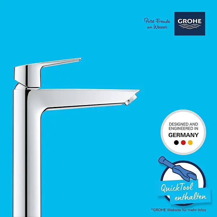 Grohe Start Waschtischarmatur XL-Size - Ausladung Armatur: 173 mm, Chrom, Glänzend - GROHE verchromte Einhebel-Waschtischarmatur.