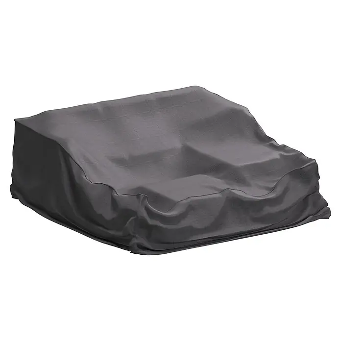 SENSUM Lounge-Set Schutzhülle - L x B x H: 210 x 210 x 85 cm, Kunststoff - Graue Ripstop-Stoffabdeckung für Gartenmöbel, über eine Stuhl- oder Sofaform drapiert.