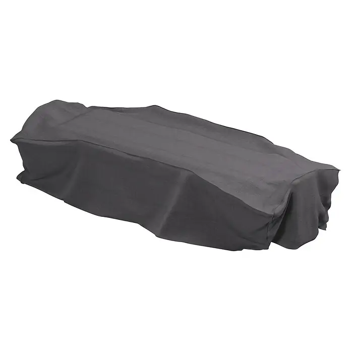 SENSUM Sitzgruppen-Schutzhülle - L x B x H: 380 x 140 x 85 cm, Polyester, 140 g/m² - Dunkelgraue, strukturierte Stoffhülle über einem rechteckigen Objekt.