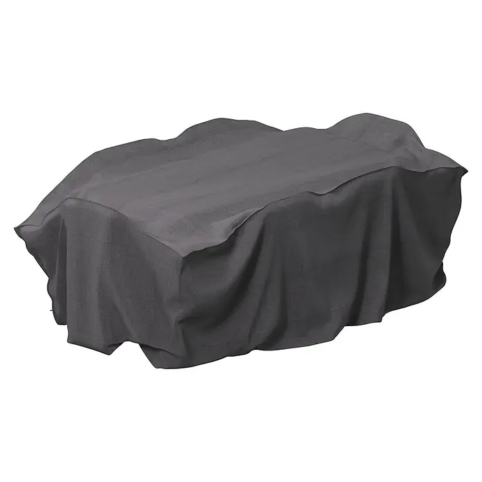 SENSUM Sitzgruppen-Schutzhülle - L x B x H: 250 x 140 x 85 cm, Polyester, 140 g/m² - Dunkelgrauer strukturierter Stoff, über eine rechteckige Form drapiert, mit weichen Falten.