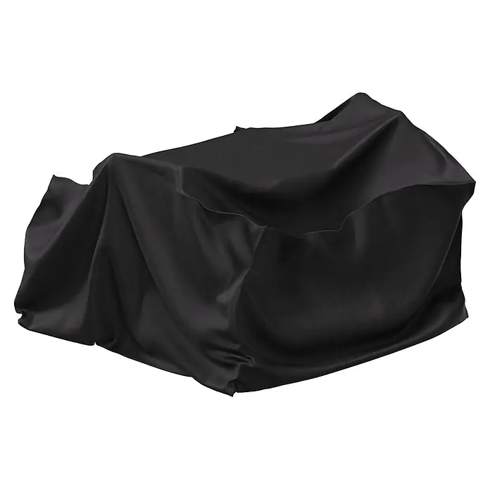 Sunfun Balkon-Set-Schutzhülle - Ø x H: 100 x 65 cm - Eine zerknitterte schwarze Stoffabdeckung über einem unsichtbaren Objekt, mit Falten und Textur.