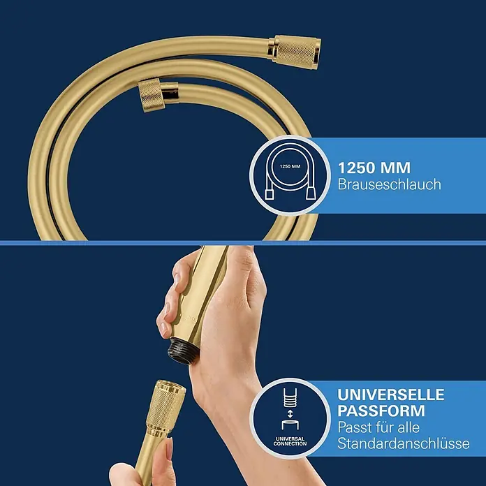 Grohe Brauseschlauch Silverflex - Länge: 125 cm, ½″, Kunststoff, Cool Sunrise - Goldener 1250mm Brauseschlauch mit universellem Anschluss.
