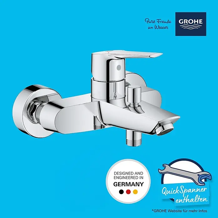 Grohe Start Loop Spültischarmatur - Chrom, Glänzend, Höhe: 357 mm - Verchromte Einhebel-Wannen-/Brausearmatur in glänzendem Silber mit Auslauf und separatem Anschluss.