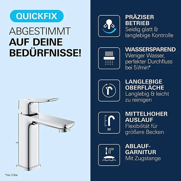 Grohe Dice Waschtischarmatur M-Size - Höhe: 172 mm, Chrom, Glänzend - Verchromte Einhebel-Waschtischarmatur in modernem Design.