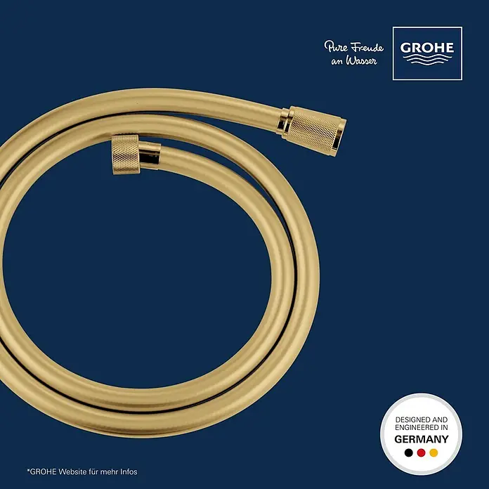 Grohe Brauseschlauch Silverflex - Länge: 125 cm, ½″, Kunststoff, Cool Sunrise - Mattgoldener Brauseschlauch, aufgerollt, mit gerändelten Anschlüssen.