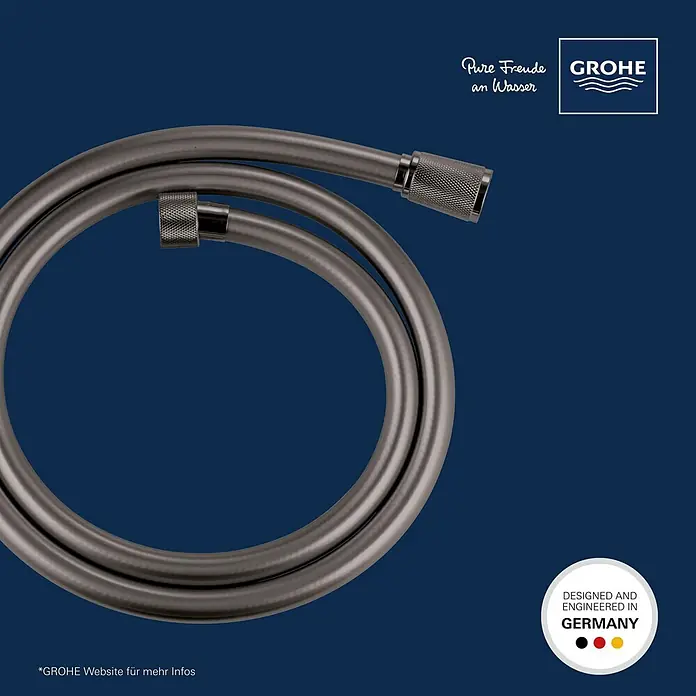 Grohe Brauseschlauch Silverflex - Länge: 125 cm, ½″, Kunststoff, Hard Graphite - Gewickelter dunkelgrauer Brauseschlauch mit gerändelten Metallanschlüssen.