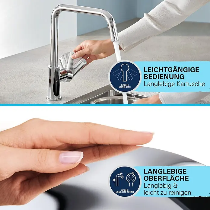 Grohe Start Loop Spültischarmatur - Chrom, Glänzend, Höhe: 357 mm - Verchromte Küchenarmatur, von einer Hand bedient, hebt leichtgängige Funktion und langlebige, pflegeleichte Oberfläche hervor.