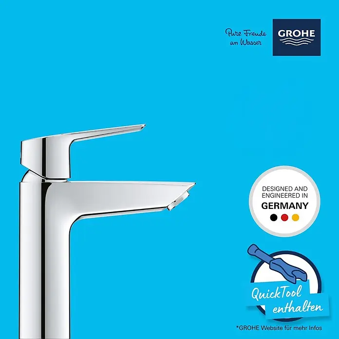 Grohe Start Waschtischarmatur M-Size - Chrom, Glänzend - Verchromter Wasserhahn für Bad oder Küche.