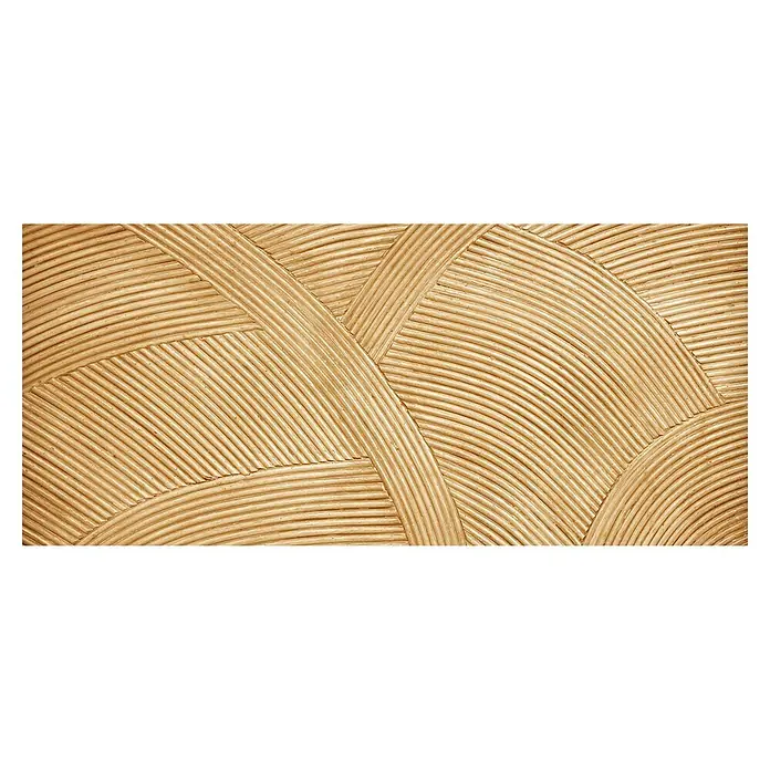 Cabecero de cama Nara - L x An: 135 x 60 cm, Natural - Superficie texturizada de color marrón claro con un intrincado patrón de líneas curvas y rectas entrelazadas, similar a ratán trenzado o madera esculpida.