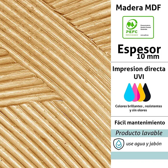 Cabecero de cama Nara - L x An: 135 x 60 cm, Natural - Panel de MDF marrón claro texturizado con un patrón geométrico de ranuras diagonales, 10 mm de grosor.