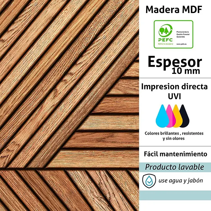 Cabecero de cama Atlas - L x An: 135 x 60 cm, Marrón - Panel MDF de 10 mm de grosor con aspecto de madera natural y patrón de espiga diagonal, superficie lavable.