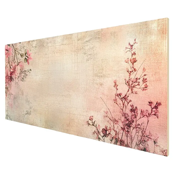 Cabecero de cama Magnolia - L x An: 95 x 60 cm, Beige - Lienzo decorativo con diseño floral rosa vintage sobre fondo claro texturizado.