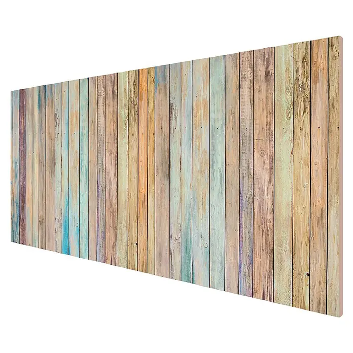 Cabecero de cama Vintage - L x An: 135 x 60 cm, Multicolor - Panel de madera multicolor envejecido con tablones verticales.