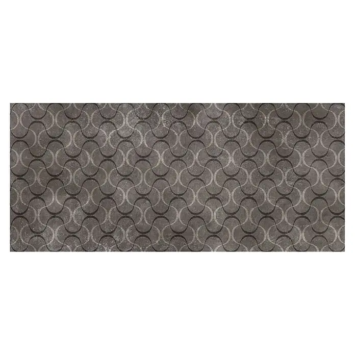 Cabecero de cama Órbita - L x An: 160 x 60 cm, Gris - Baldosa gris oscuro con acabado envejecido y patrón ondulado entrelazado en líneas grises claras y oscuras.