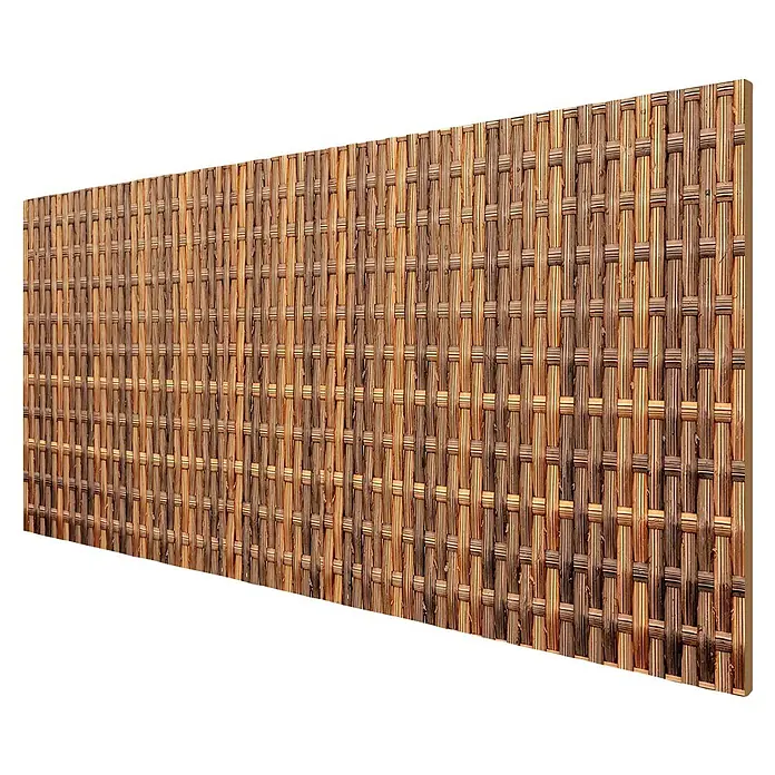 Cabecero de cama Ratán - L x An: 135 x 60 cm, Marrón - Panel de ratán trenzado marrón con textura de madera natural, ideal para cercas o pantallas de privacidad.