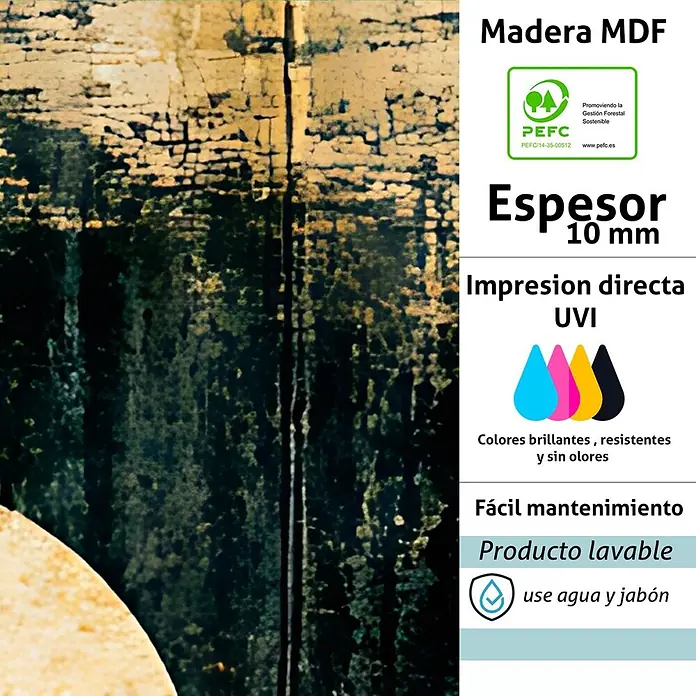 Cabecero de cama Eclipse - L x An: 180 x 60 cm, Multicolor - Panel de MDF, 10 mm de espesor, impresión directa UVI, certificado PEFC, lavable con agua y jabón.