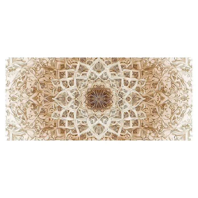 Cabecero de cama Alhambra - L x An: 135 x 60 cm, Natural - Patrón mandala sepia ornamentado con intrincados motivos florales y geométricos.
