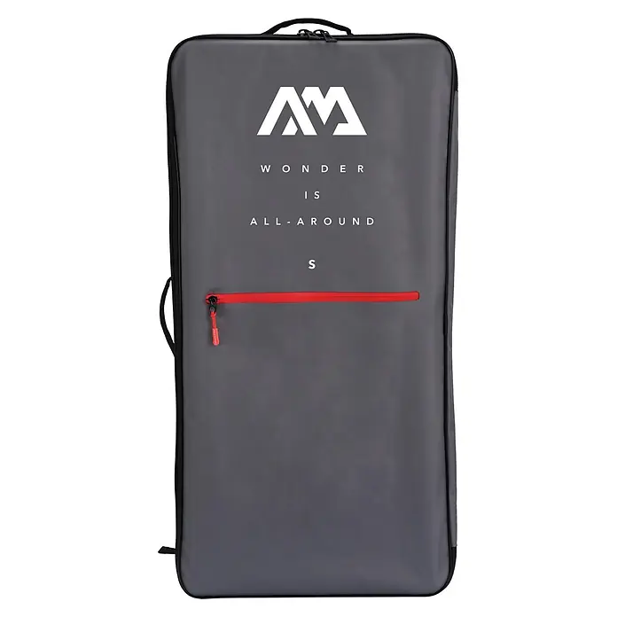 Aqua Marina SUP-Board Vapor - L x B x H: 315 x 79 x 15 cm, Nutzlast: 140 kg, Aufblasbar - Dunkelgraue Schutztasche mit weißem Logo und Text, mit rotem Reißverschlussfach.