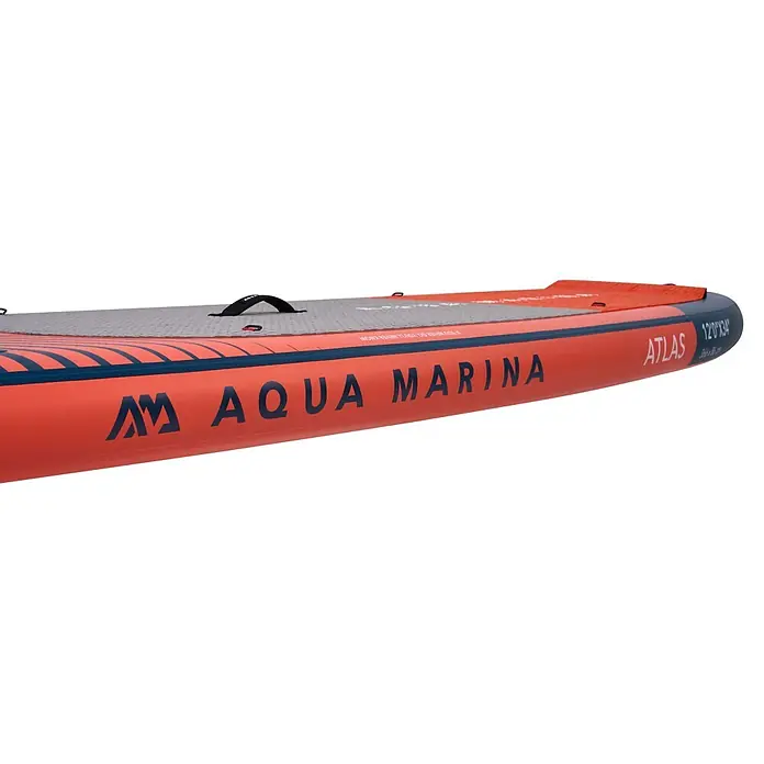 Aqua Marina SUP-Board-Set Atlas - L x B x H: 366 x 86 x 15 cm, Tragkraft: 180 kg, Orange - Orange-blaues Aqua Marina Atlas aufblasbares Stand-Up-Paddleboard mit grauem Deckpad.