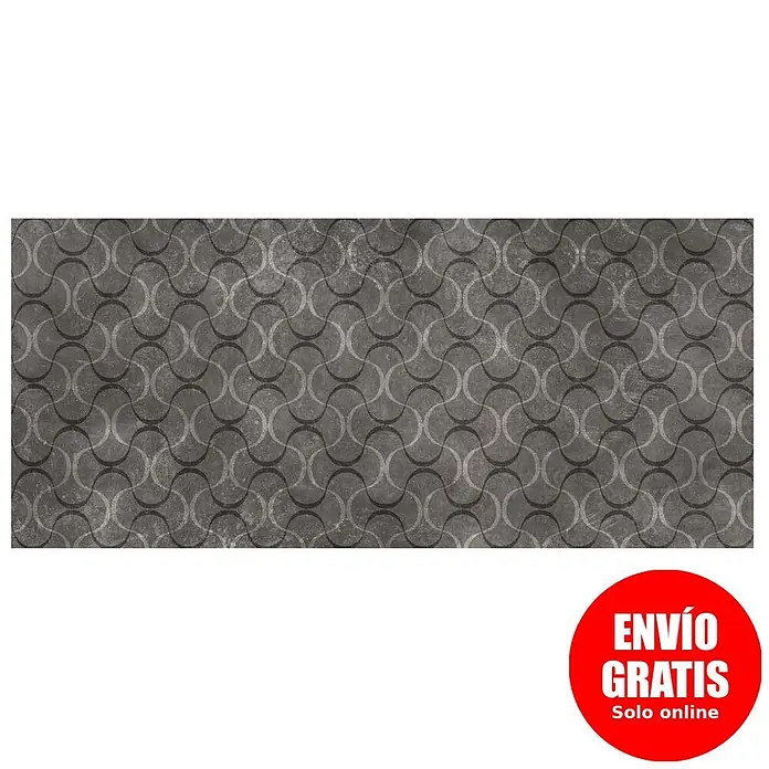 Cabecero de cama Órbita - L x An: 160 x 60 cm, Gris - Baldosa rectangular gris oscuro con un patrón repetitivo de ondas claras y oscuras entrelazadas.