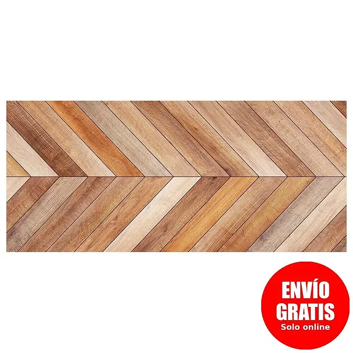 Cabecero de cama Chevron - L x An: 115 x 60 cm, Marrón - Suelo de madera con patrón chevron en varios tonos naturales.
