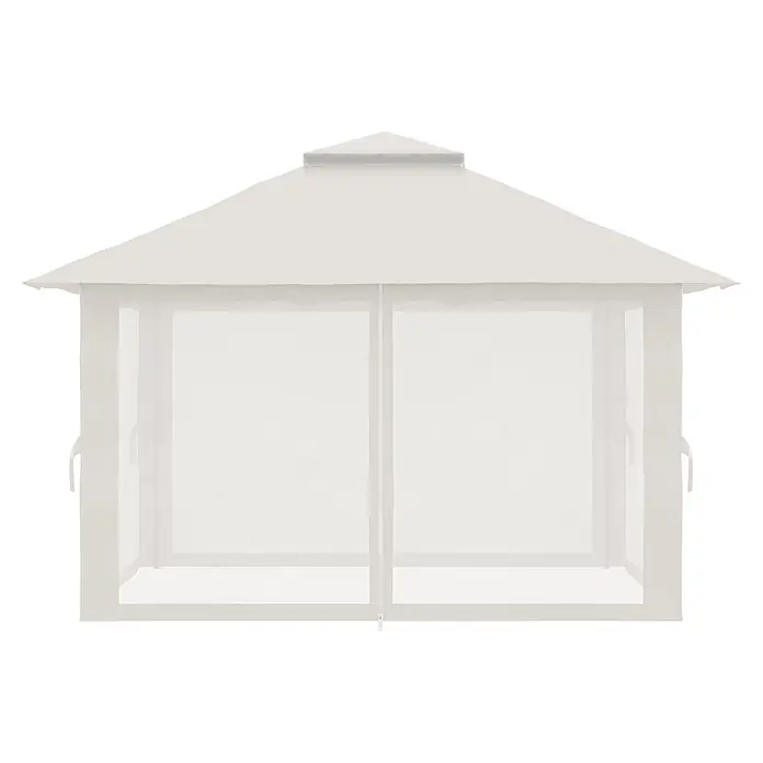 Furnicato Faltpavillon - B x T: 392 x 283 cm, Farbe Dach: Weiß - Hellfarbener Pavillon mit Spitzdach und umlaufenden Netzwänden, mit mittigem Reißverschluss.