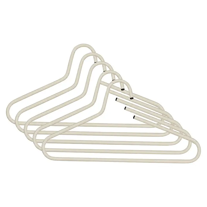 Spinder Design Kleiderbügel Victorie - Weiß, Stahl, 5 Stk. - Fünf cremefarbene S-förmige Mehrfachkleiderbügel für die effiziente Organisation von Kleidungsstücken.
