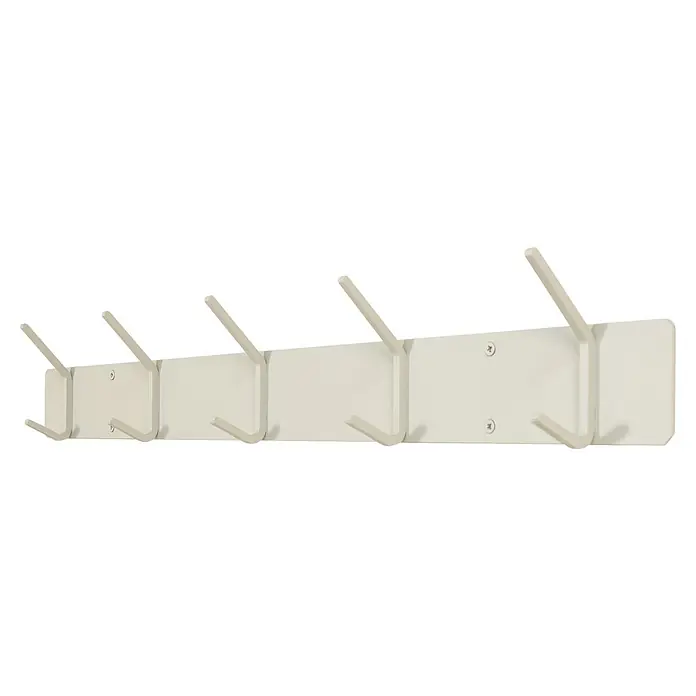 Spinder Design Garderobenleiste Cappa - L x B x H: 1,6 x 70 x 12 cm, Anzahl Haken: 5 Stk., Weiß - Hellbeiger Wandgarderobe mit fünf Doppelhaken und sichtbaren Schrauben.