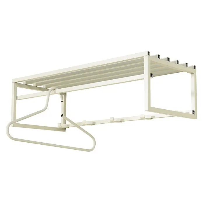 Spinder Design Garderobenleiste Axel 2 - L x B x H: 29,5 x 70 x 19,5 cm, Anzahl Haken: 5 Stk., Weiß - Weißes Metall-Ablageregal mit integrierten Kleiderbügeln und Haken.