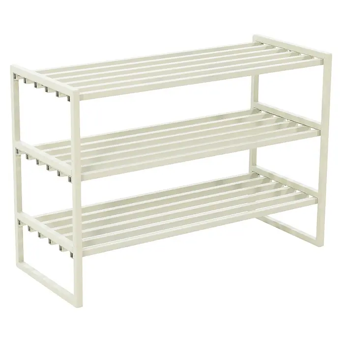 Spinder Design Schuhregal Axel SR 2 - L x B x H: 29,5 x 70 x 48,7 cm, Weiß - Dreistufiges, hellbeiges Schuhregal mit Lattenrost zur Organisation.