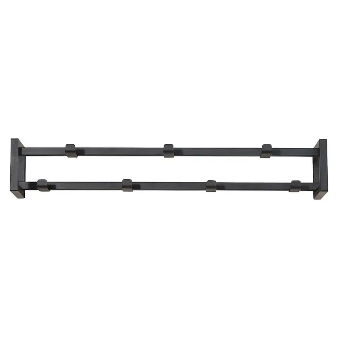 Spinder Design Garderobenleiste Axel 1 - L x B x H: 11,5 x 60 x 10 cm, Anzahl Haken: 7 Stk., Schwarz - Dunkelgrauer Metall-Handtuchhalter mit zwei horizontalen Stangen und sechs Schlaufenhaken.