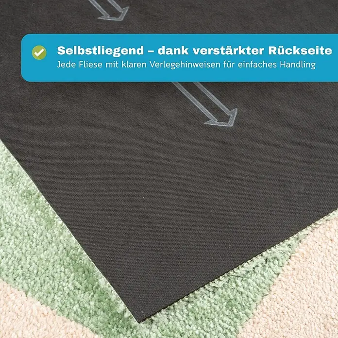 Bricoflor Teppichfliese Velours Hochflor, Hell-Grau, 50 - Breite: 50 cm, Velours, 100 % Polypropylen (PP), Hell-Grau - Teppichfliese mit dunkelgrauer verstärkter Rückseite und hellgrünem/beigem Flor, Pfeile für einfache Selbstverlegung.