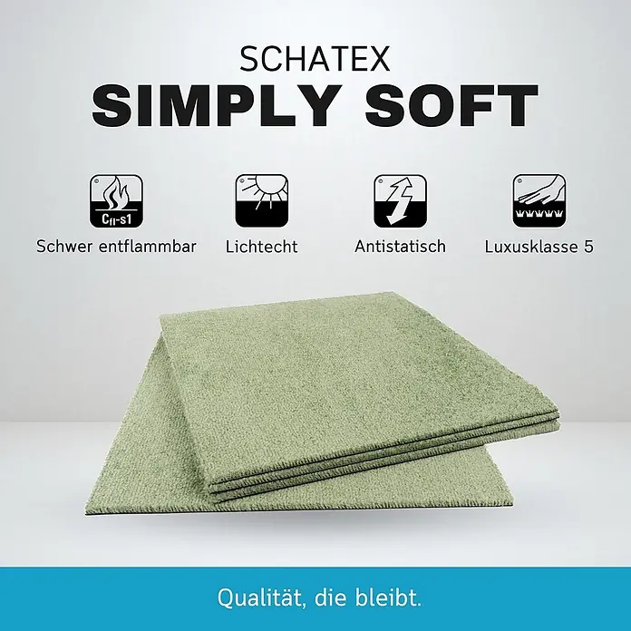 Bricoflor Teppichfliese Velours Hochflor, Hell-Grau, 50 - Breite: 50 cm, Velours, 100 % Polypropylen (PP), Hell-Grau - Zwei hellgrüne Textilmatten mit weicher, plüschiger Textur.
