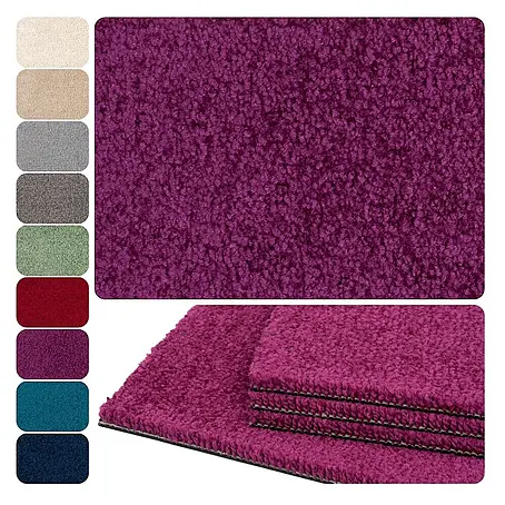 Bricoflor  Teppichfliese Velours Hochflor, Lila Pink, 50