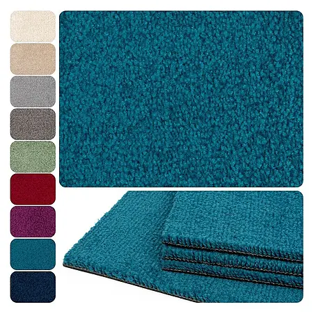 Bricoflor  Teppichfliese Velours Hochflor, Petrol Türkis, 50