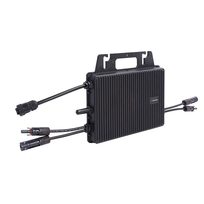 Yard Force Solarmodul-Set LX SP415D - 0% MwSt. gem. § 12 Abs. 3 UStG - Nennleistung: 415 W, L x B x H: 3 x 172,2 x 113,4 cm, 2 Stk. - Schwarzer, gerippter Solar-Mikrowechselrichter mit Kabeln und Steckern, oben mit Tragegriff für die Installation.