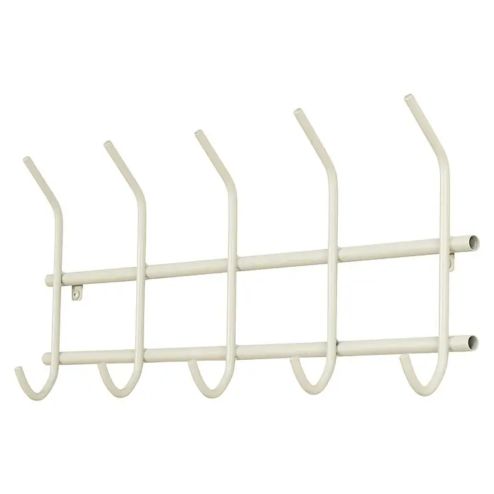 Spinder Design Garderobenleiste Ezra - L x B x H: 8,2 x 70 x 30 cm, Anzahl Haken: 10 Stk., Weiß - Weißer Metallgarderobenständer mit sechs Haken zum Aufhängen von Gegenständen.