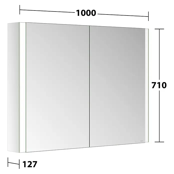 Keuco LED-Spiegelschrank Royal Vega - B x H: 100 x 71 cm, Aluminium, silber-eloxiert - Spiegelschrank mit zwei Türen und integrierter Seitenbeleuchtung. Maße: 1000B x 710H x 127T mm.