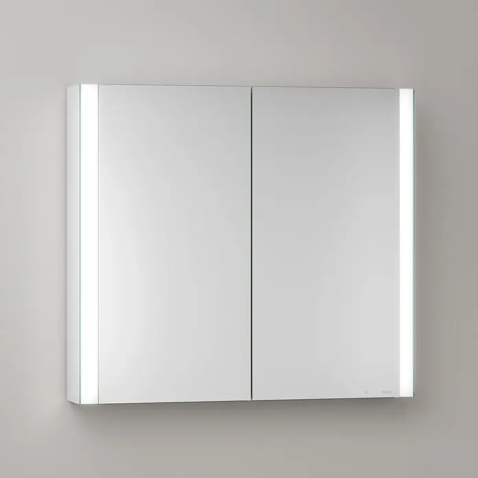 Keuco LED-Spiegelschrank Royal Vega - B x H: 80 x 71 cm, Aluminium, silber-eloxiert - Zweitüriger Spiegelschrank mit integrierter vertikaler LED-Beleuchtung an beiden Seiten.